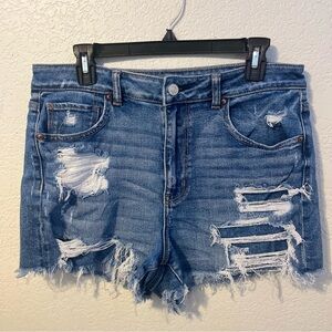 American Eagle Outfitters Distressed Blue Denim Shorts